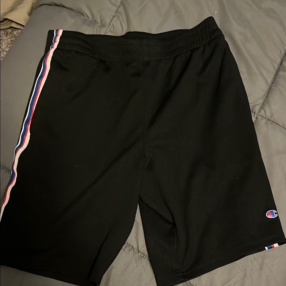 Champion Black Athletic Bottoms with Sporty Stripes